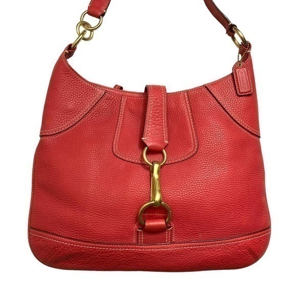 Coach Hamptons Salmon pink Pebble Leather Hobo Shoulder Bag #10210 vintage y2k - Picture 1 of 12